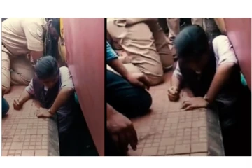 ரயிலுக்கும், நடைமேடைக்கும் இடையே சிக்கிக் கொண்ட மாணவி - வைரலாகும் அதிர்ச்சி வீடியோ
