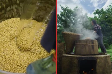 இயந்திரங்கள் இன்றி சோயா சாஸ் தயாரிக்கும் சீன பெண்... வியப்பூட்டும் காட்சி!