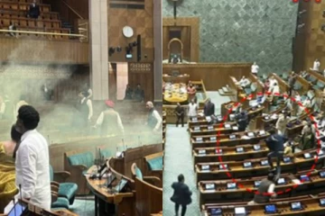 பாதுகாப்பு கோளாறு - மக்களவையில் உள்ளே குதித்த இளைஞர்கள்..! உச்சகட்ட பரபரப்பு