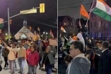 காலிஸ்தான் பிரிவினைவாதிகளுக்கு எதிராக கனடாவில் கைகோர்த்த இந்துக்களும் சீக்கியர்களும்: வீடியோ காட்சிகள்