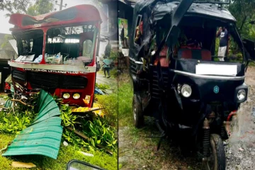 தறிகெட்டு ஓடி கடைக்குள் புகுந்த இ.போ.ச பேருந்து