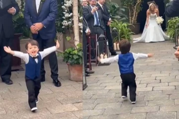 திருமண கோலத்தில் தேவைதையாய் வந்த பெண்...  மகனை கட்டியனைக்க முடியாது தவித்த காட்சி