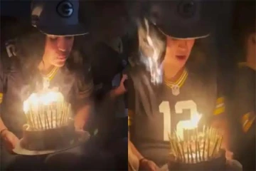 பிறந்தநாள் கொண்டாட்டத்தில் திடீரென பற்றிய நெருப்பு: பதபதைக்க வைக்கும் காட்சி