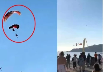 நடுவானில் ஒருவர் மீது ஒருவர் மோதியபடி கடலுக்குள் விழுந்த 3 பெண்கள்! நடந்தது என்ன? பதைபதைக்கும் வீடியோ