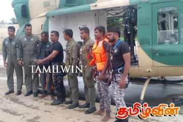வெள்ளத்தில் சிக்குண்ட விவசாயி ஒருவர் உலங்கு வானூர்தி மூலம் மீட்பு