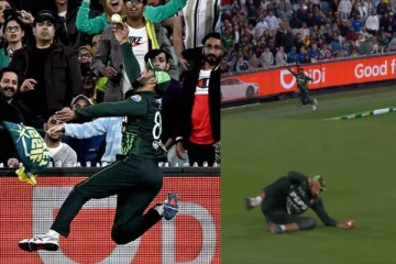 உயர பறந்து சிக்ஸரை தடுத்த பாகிஸ்தான் வீரர்: அவுஸ்திரேலிய ரசிகர்களே எழுந்த பாராட்டிய தருணம் (வீடியோ)