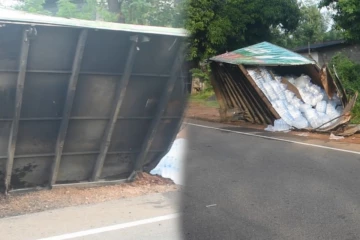 கந்தளாயில் லொறி விபத்து: பின் தட்டு கழன்று விழுந்து சேதம்