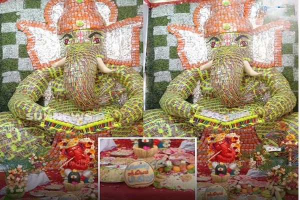 சென்னையில் புத்தகம் படிக்கும் விநாயகர்! 35 ஆயிரம் ஸ்கெட்ச் பேனாவால் ஜொலிக்கும் புகைப்படம் | Vinayagar Chaturthi 2022 Study Materiel Vinayagar