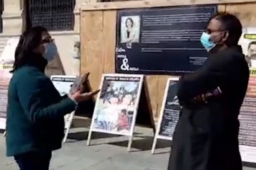 பிரான்ஸில் போராட்டம் முன்னெடுக்கும் தமிழருடன் வாக்குவாதத்தில் ஈடுபட்ட சிங்களப் பெண்