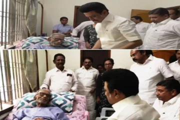 உடல் நலக்குறைவால் பாதிக்கப்பட்ட பழ. நெடுமாறனை நேரில் சென்று பார்வையிட்ட மு.க. ஸ்டாலின்