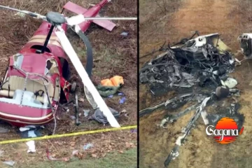 ඉහළ අහසේ හෙලිකොප්ටර් යානා දෙකක් එකිනෙක ගැටී බිහිසුණු අනතුරක් - යානයක් ගිනිගෙන පොළොවට වැටී නියමුවෙක් මරුට