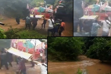 ஆற்றினை கடந்தே உயிரிழந்தவர்களை கொண்டு செல்லும் அபாய நிலையில் கிராம மக்கள்