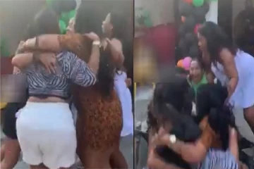 பார்ட்டியில் கட்டிபிடித்து ஆடியபோது திடீரென குழிக்குள் விழுந்த பெண்கள் - வீடியோ வைரல்!