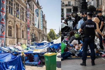 பாரீஸ் அரசு அலுவலகம் முன் முகாமிட்டிருந்த புலம்பெயர்ந்தோரை அகற்றிய பொலிசார்