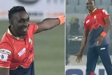 'விக்கெட்' எடுத்ததும் மைதானத்தில் குத்தாட்டம் போட்ட பிராவோ - வைரல் வீடியோ