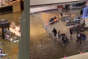 கடும் வெள்ளப்பெருக்கால் குட்டித்தீவான ஆக்லாந்து விமான நிலையம்(Video)