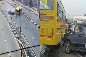 டெல்லி- மீரட் சாலையில் பள்ளி பேருந்தும் காரும் மோதி விபத்து! 6 பேர் உயிரிழந்த சோகம்