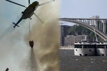 ஆற்றில் விழுந்த தீயணைப்பு ஹெலிகாப்டர்: விபத்தில் சடலமாக மீட்கப்பட்ட நால்வர்!