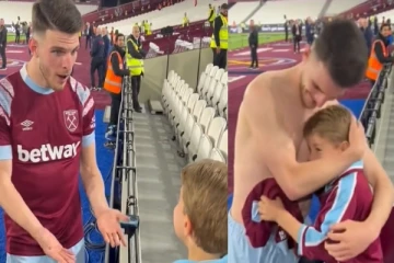 உணர்ச்சிவசப்பட்டு அழுத ரசிகன்; சட்டையை கழற்றி கொடுத்து ஆறுதல்படுத்திய கால்பந்தாட்ட வீரர்