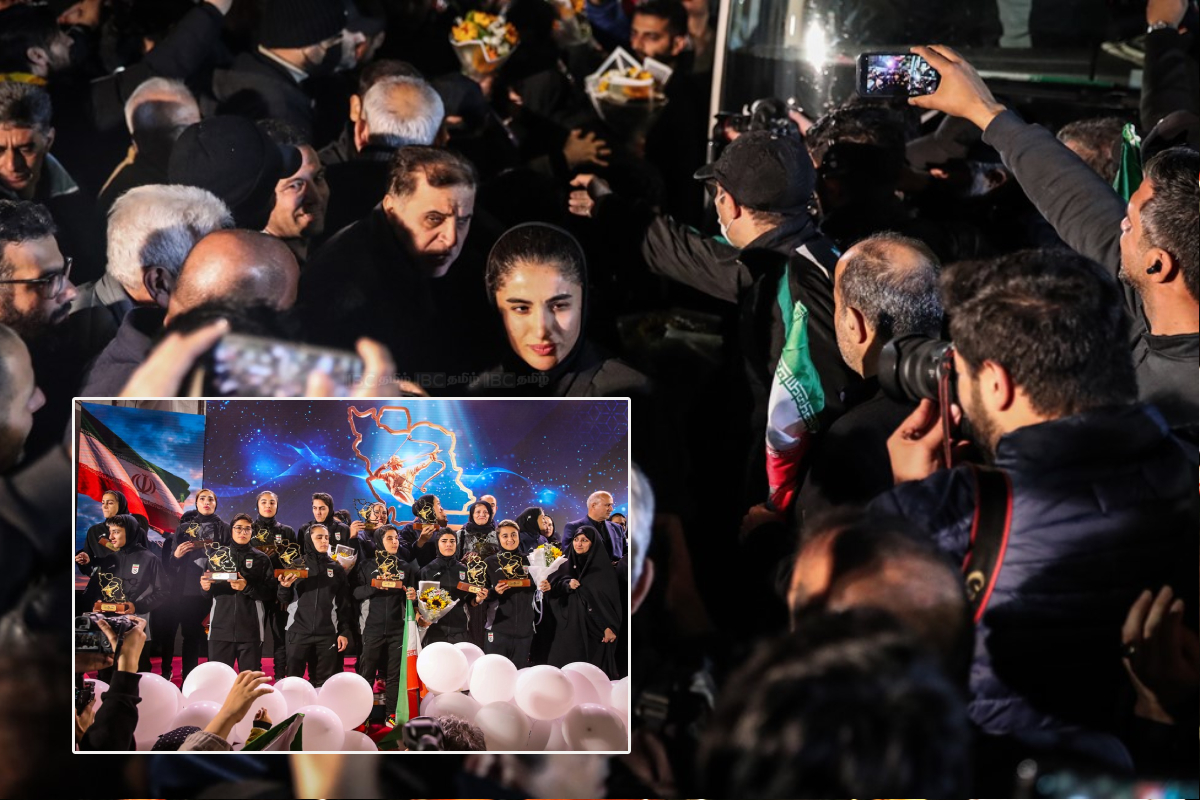 தெஹ்ரானில் ஈரானிய மகளிர் கால்பந்து அணிக்கு உற்சாக வரவேற்பு | Welcome To The Iranian Women S Football Team