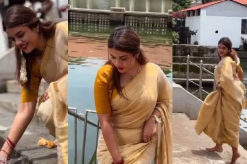 குளத்தில் காலை கழுவிய நடிகை - குருவாயூர் கோவிலில் 6 நாள் பரிகார பூஜை!