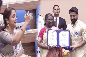 சூர்யா விருது வாங்க..ஜோதிகா போட்டோ எடுக்க - அட அட என்ன ஒரு அழகு