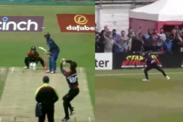 சிக்சர் அடிக்க பார்த்த இந்திய கேப்டன் தினேஷ் கார்த்திக்! விழுந்து புரண்டு கேட்ச் செய்த வீரரின் வீடியோ