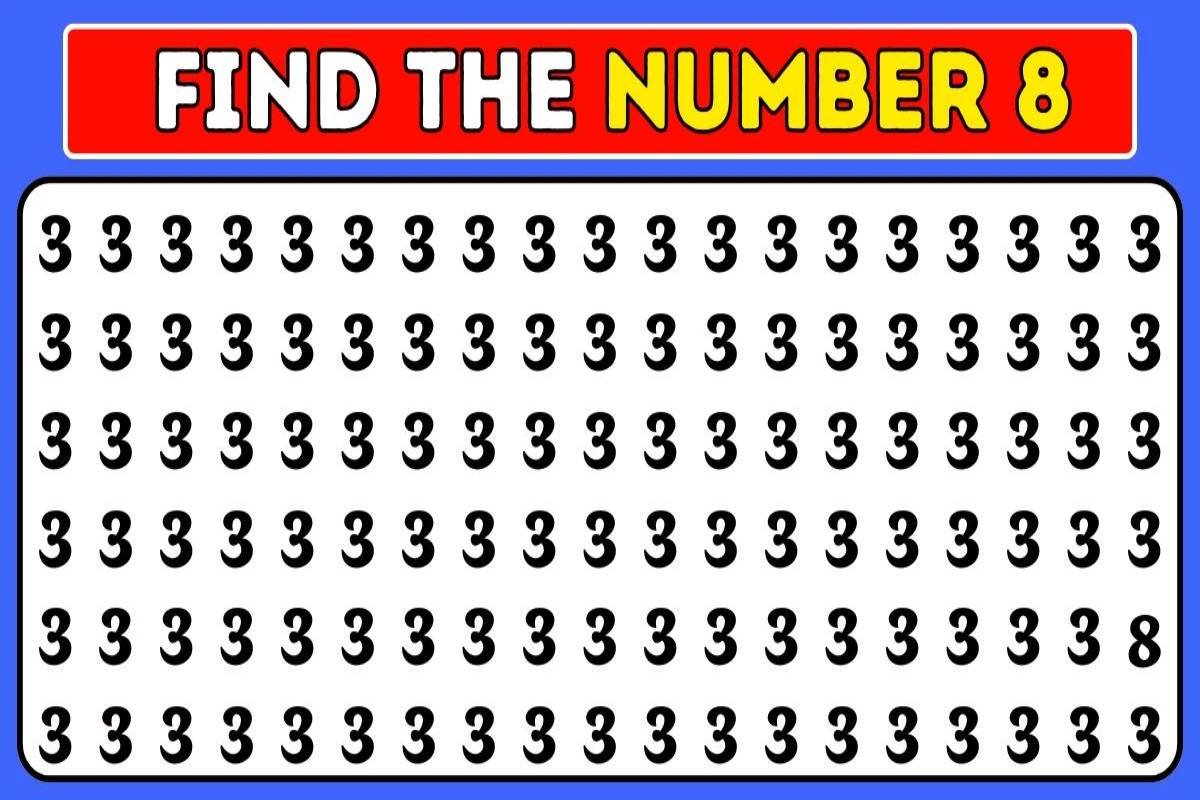 8 வினாடிகளில் மறைக்கப்பட்ட எண் 8 ஐக் கண்டுபிடிக்க முடியுமா? | Optical Illusion Eye Test Find The Number 8