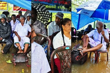 கொட்டும் மழையிலும் காணிகளை விடுவிக்க கோரி வலி. வடக்கில் தொடரும் போராட்டம்