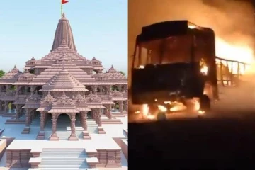 அயோத்திக்கு சென்ற லாரியில் பயங்கர தீ - 3 மணி நேரமாக வெடித்து சிதறல்