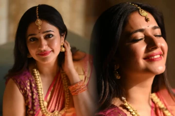 பட்டு புடவையில் தங்க நகையுடன் மின்னும் நடிகை பூனம் பாஜ்வா