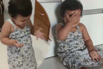 வெட்கத்தில் தலைகவிழ்ந்த சுட்டிக் குழந்தை! 1000 கவலையை மறக்க வைக்கும் காட்சி