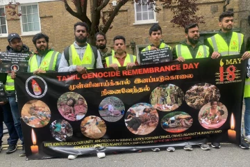 பிரித்தானியாவில் உள்ள இலங்கை தூதரகத்திற்கு முன்பாக ஒன்று திரண்ட தமிழர்கள் (Photos)