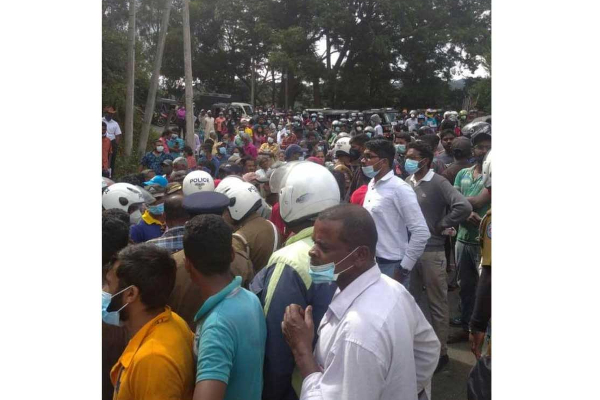 රිය අනතුරක් නිසා හග්ගල උද්‍යානය අසල උණුසුම් තත්වයක්(PHOTOS) | Car Accident Haggala Park