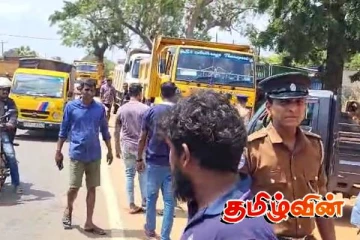 கிளிநொச்சியில் போராட்டத்தில் குதித்த கனரக வாகன சாரதிகள்