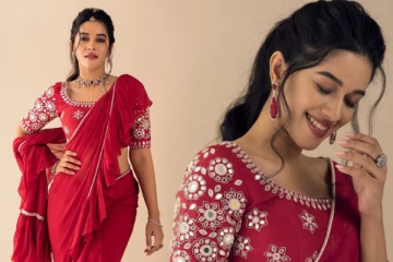 சிவப்பு சேலையில் ஜொலிக்கும் இளம் நடிகை மிர்னாலினி ரவி.. போட்டோஷூட் புகைப்படங்கள்