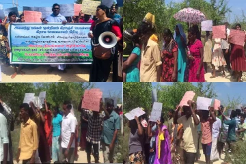 கிளிநொச்சி சீமெந்து தொழிற்சாலைக்கு எதிராக மக்கள் போராட்டம் (photos)