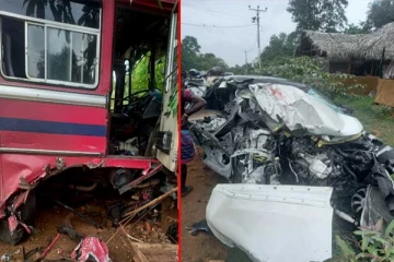 මෝටර් රථය යකඩ ගොඩක් කල බිහිසුණු අනතුර - සංවේදී ඡායාරූප සහිතයි..(PHOTOS)