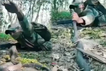 ஒரு கையில் துப்பாக்கி! மற்றொரு புறம் படமெடுத்து நின்ற பாம்பு: ராணுவ வீரர் செய்த காரியம்