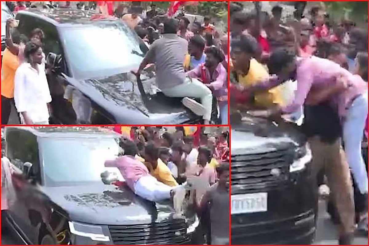 விஜய்யின் கார் மீது ஏறிய தொண்டர்கள் | Tvk Cadres In Vijay Car