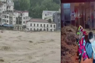 சீனாவில் கொட்டி தீர்த்த கனமழையால் வெள்ளப்பெருக்கு