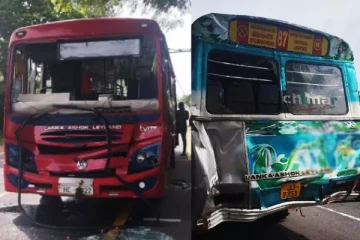 கிளிநொச்சியில் இரண்டு பேருந்துகள் மோதி விபத்து: திட்டமிட்டசெயல் என மக்கள் விசனம்