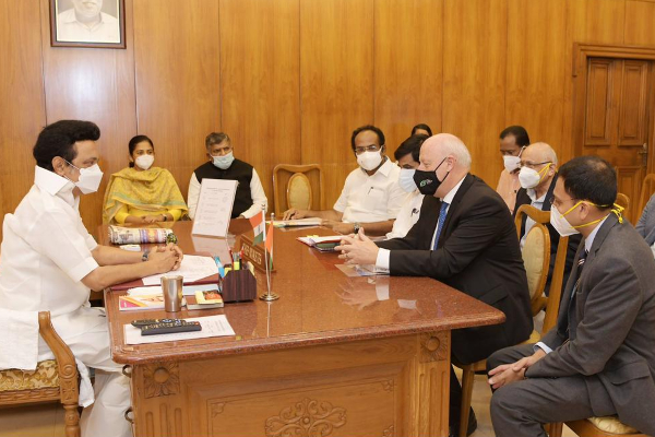 டென்மார்க் நாட்டின் தூதர் பிரட்டி ஸ்வானேவுடன் முதல்வர் சந்திப்பு! | Denmark Breatyswane Cm Meeting