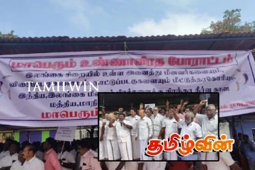 தங்கச்சி மடத்தில் உணவுத் தவிர்ப்பு போராட்டத்தில் ஈடுபட்டுள்ள கடற்றொழிலாளர்கள்