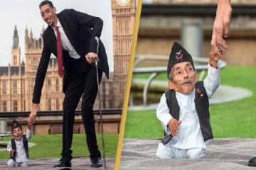 குட்டையான மனிதரை சந்தித்த உயர்ந்த மனிதர்.. ஆச்சர்யத்தை ஏற்படுத்திய காட்சி