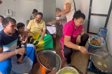 பலகாரம் தயாரிக்கும் மகிந்தவின் குடும்பத்தினர்! வைரலாகும் காணொளி (Video)