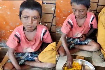 தட்டில் உணவை பார்த்த சிறுவன்: கண்களில் தாரை தாரையாக வழியும் கண்ணீர்! வைரல் காட்சி