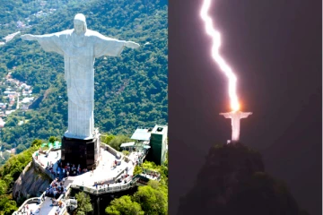 பிரேசிலின் 'மீட்பர் கிறிஸ்து' சிலை மீது தாக்கிய மின்னல்! அதிர்ச்சியில் ஆழ்த்தும் வைரல் படங்கள்
