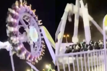 சவாரியின் போது இரண்டாக உடைந்து விழுந்த ராட்டினம் ; சமூக வலைதளங்களில் வைரலான வீடியோ