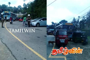 பனிமூட்டம் காரணமாக பதுளையில் பேருந்து - கார் மோதி விபத்து